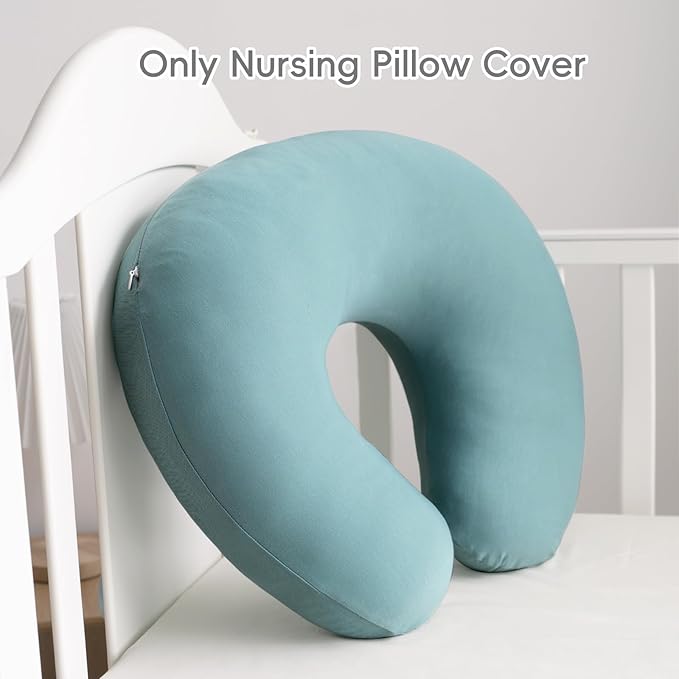 FUNUPUP Rayon Made from Bamboo Nursing Pillow Cover Compatible with Boppy Nursing Pillow, Stretchy Baby Nursing Covers for Breastfeeding Pillows for Boys Girls, Green