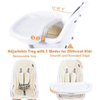 BABY JOY 3 in 1 High Chair, Baby Eat & Grow Convertible Wooden High Chair/Rocking Chair/Booster Seat/Toddler Chair, Infant Dining Chairs w/Double Removable Tray, 5-Point Seat Belt & PU Cushion, Beige