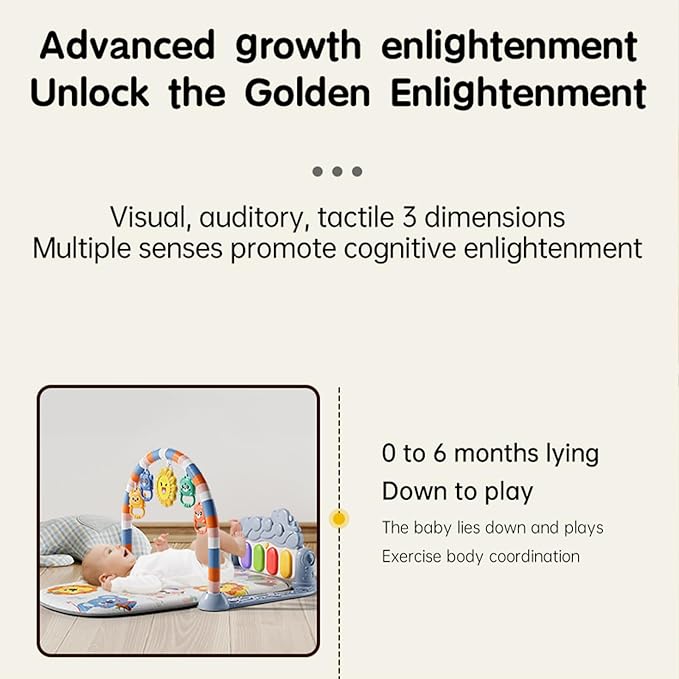Alive Lovely Baby Gyms Play Mats, Musical Activity Center Baby Piano Gym Mat, Music and Lights Tummy Time Padded Mat for Newborn Newborn 0 to 3 6 9 12 Months