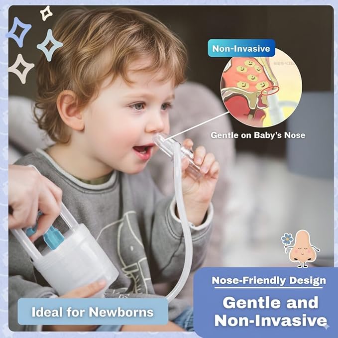 Chiboji Baby Nasal Aspirator – Powerful Hand Pump Nose Sucker | Booger Sucker with Rounded Non-Invasive Nozzle | Quiet and Strong Suction Nose Cleaner for Infants and Toddlers, Made in Taiwan