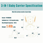 Baby Carrier, 3-in-1 Baby Carrier Newborn to Toddler with Hip Seat (Ergonomic M Position) for 0-36 Month/7-45lbs, Adjustable Size for Enhanced Lumbar Support,Perfect for On-The-go, Dark Blue