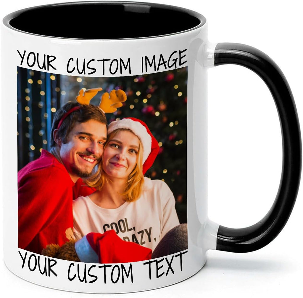 Ship Next Day Custom Mug Design Your Own Photo Text Personalized Picture Gifts for Women Men Customized Gift Idea Personalized Coffee Mugs 11oz Black Handle