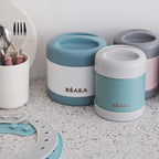 Beaba Stainless Steel Insulated Food Jar 10 oz, Kids Thermos, Lunch Containers, Leakproof, Wide Opening, Suitable for Hot and Cold Foods (Eucalyptus)