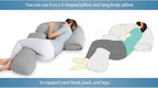 INSEN Pregnancy Pillow for Sleeping, L Shaped Body Pillow for Side Sleeping, Detachable Pregnancy Pillow with Full Body Support