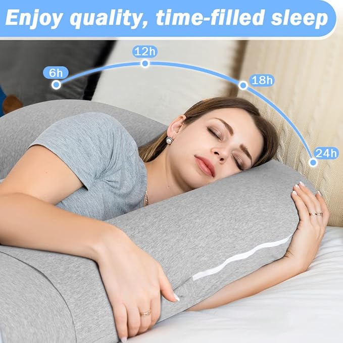 INSEN Pregnancy Pillow for Sleeping, L Shaped Body Pillow for Side Sleeping, Detachable Pregnancy Pillow with Full Body Support
