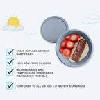 Octopod Silicone Baby Suction Bowl With Lid - Toddler & Baby Bowls, Baby Food Containers, Spill Proof Bowls For Toddlers, Suction Baby Bowls With Lids, Food Grade Silicone Bowls For Babies (Gray)