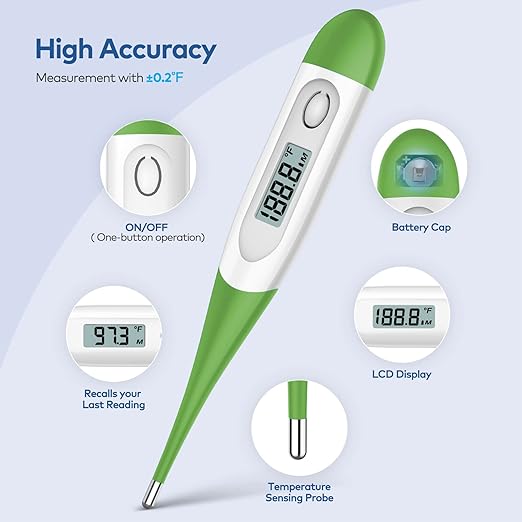 Thermometer for Baby, 2 Packs, Rectal Digital Thermometer with 10 Seconds Fast Reading (Light Blue+Green)