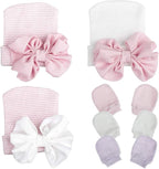 Baby Caps and Mittens Newborn Hospital Beanie Hats No Scratch Gloves Soft Babies Gift Set for Boys Girls