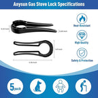 Gas Stove Knob Lock, Baby Proof Oven Knobs Covers Lock for Child Safety (5 Pack) Black…