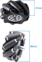 4WD Omni-Directinal Smart Robot Car Chassis with 96mm Mecanum Wheel & DC Motors, RC Aluminum Alloy Frame DIY Steam Platform for Raspberry Pie ROS Python Arduino Uno R3 Ai Coding Program Learning