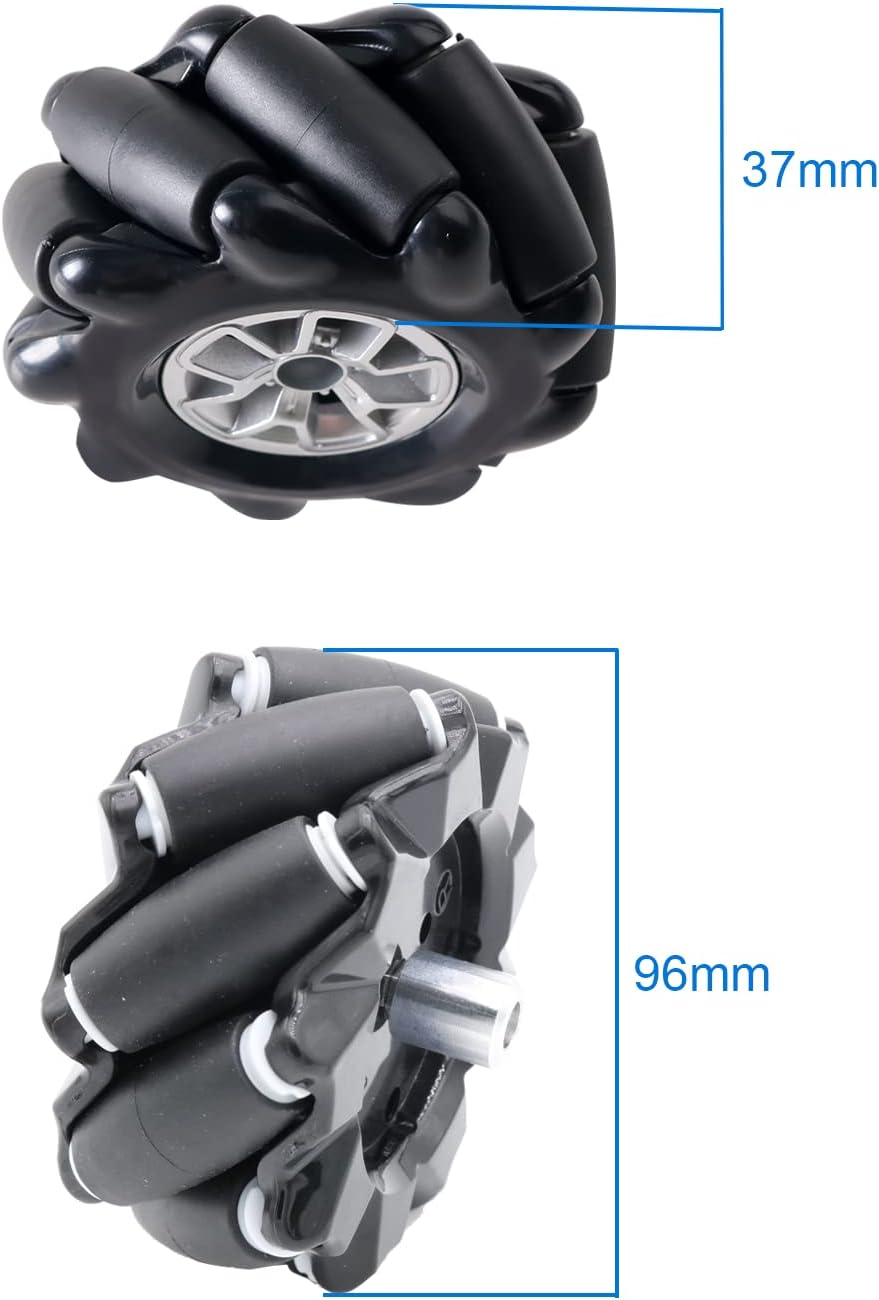 4WD Omni-Directinal Smart Robot Car Chassis with 96mm Mecanum Wheel & DC Motors, RC Aluminum Alloy Frame DIY Steam Platform for Raspberry Pie ROS Python Arduino Uno R3 Ai Coding Program Learning