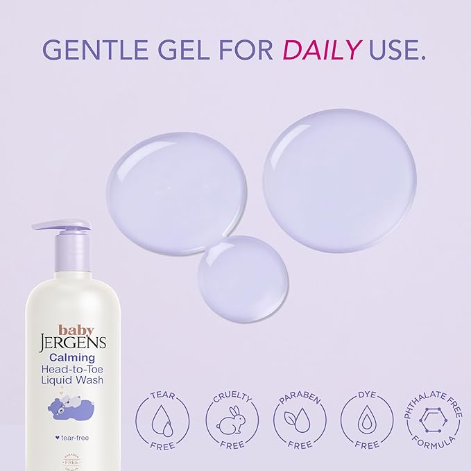 Jergens Baby Calming Head to Toe Liquid Baby Wash, Body Wash and Shampoo, Tear Free, 20 Fl Oz