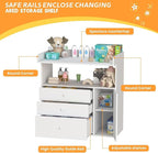 Baby Changing Table Dresser with Wide Tabletop, 3 Drawers & Open Storage Space, Baby Dresser with Changing Table Top, Perfect for Baby Bedrooms & Nurseries (Extra Large)