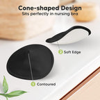 Organic Nursing Pads - 14 Washable Viscose Derived from Bamboo Breastfeeding Pads, Wash Bag, Reusable Breast Pads for Breastfeeding, Nipple Pads for Breastfeeding Essentials(Midnight Black, L 4.8")