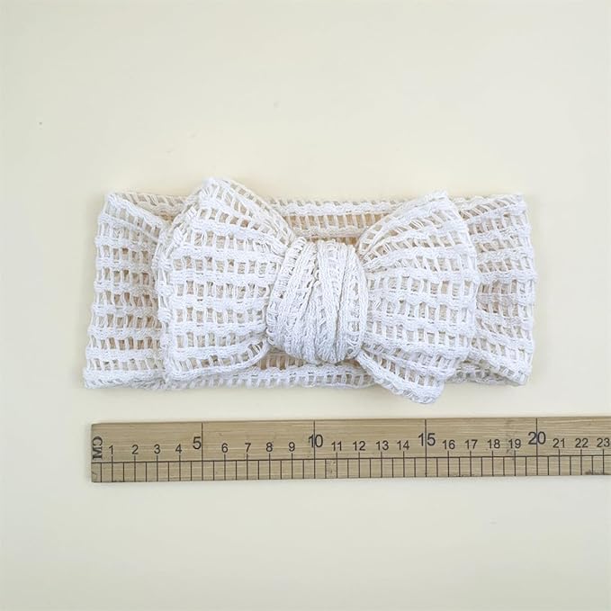 Handmade Baby Headbands Soft Stretchy Nylon Hair Bands with Bows for Newborn Infant Baby Toddler Girls- Pack of 6 (SYTLEA-01, MEDIUM)
