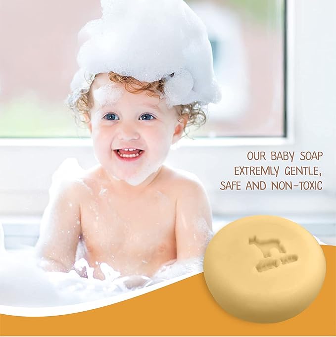 Relaxcation Organic Baby Soap Bars with Goat Milk and Honey - Naturally Cold Processed from Organic Ingredients - Handmade in USA Ideal fro Newborns, babys, Kids and Adults (Pack of 6)