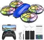 Drones for Kids with Camera,Rc Drone Indoor Small Helicopter,Birthday Gifts for Boys and Girls Beginners Friendly,Mini Quadcopter Toy With 2 Batteries,Propeller Protect,Altitude Hold