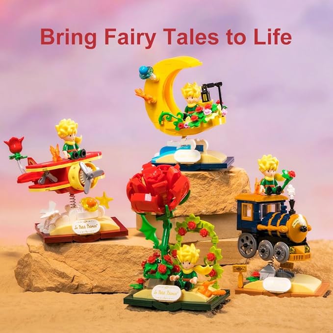 PANTASY Le Petit Prince Building Block Set Adults & Kids Collectible Brick Model,Rose,Train,Moon & Airplane Figures,Le Petit Prince Creative DIY Building Toys Gift for Fans of Stories