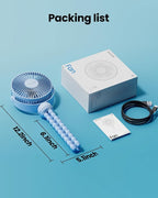 Gaiatop Mini Portable Stroller Fan, Battery Operated Small Clip on, Detachable 3 Speed Rechargeable, 360° Rotate Flexible Tripod Better Cooling for Car Seat Crib Treadmill Travel Blue