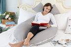 Meiz Pregnancy Pillows for Sleeping, Full Body Pregnancy Pillow with 300TC Comfy Pillowcase & Microfiber Inner Cover- for Back Support - 65 Inch (Grey)