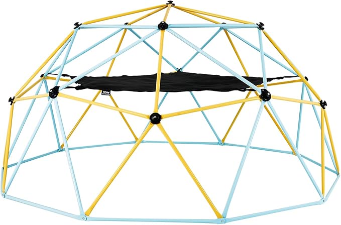 VEVOR Climbing Dome, 10FT Geometric Dome Climber with Hammock and Swing, Jungle Gym Supports 750LBS and Easy Assembly for Kids 3 to 10 Years Old, with Climbing Grip, Outdoor Backyard Play Equipment
