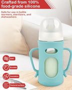 Silicone Sleeves with Handles for Pigeon Glass Bottle, 3 Pack Anti Breakage Baby Bottle Holder, 8.1oz