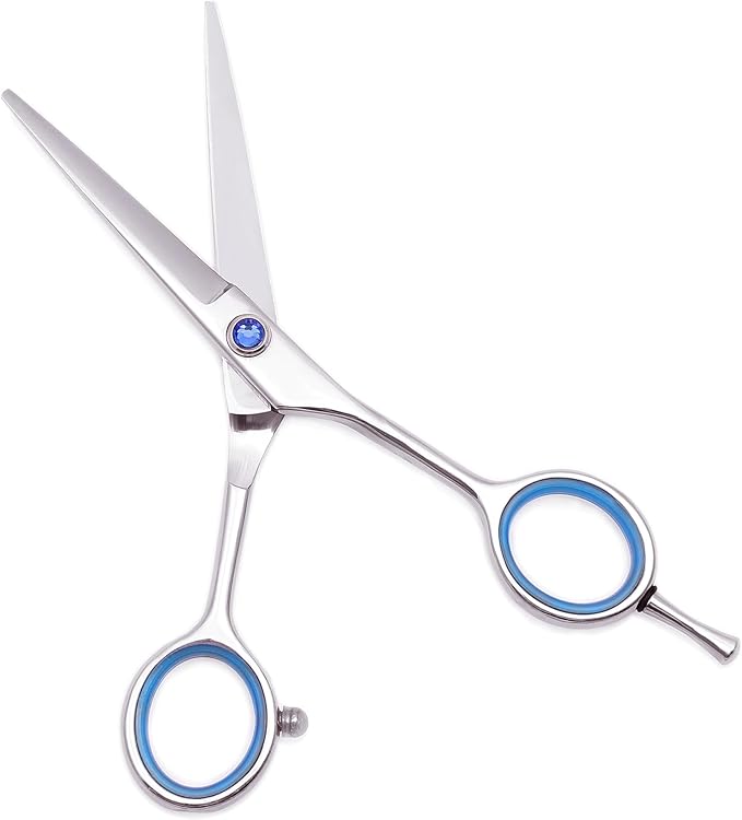 Hair Cutting Scissors Set Professional Hair Cut Kit with Cutting Scissors Thinning Scissors Hairdressing Shears Set for Barber Salon (Blue Silvery)