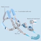 Toddler Harness Leash, 2-in-1 Anti Lost Leash with Safety Lock & Adjustable Wrist Link, 6.6ft Rein for Kids 1-3 Years, Baby Security Harness for Crowded Places, Travel, Shopping (Blue)