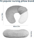 iEvolve Minky Nursing Pillow Cover Breast Feeding Pillow Cover Slipcover U Shape for Baby Boy Girl,Cover Only(Babyblue&Lightbeige, Pack of 2)