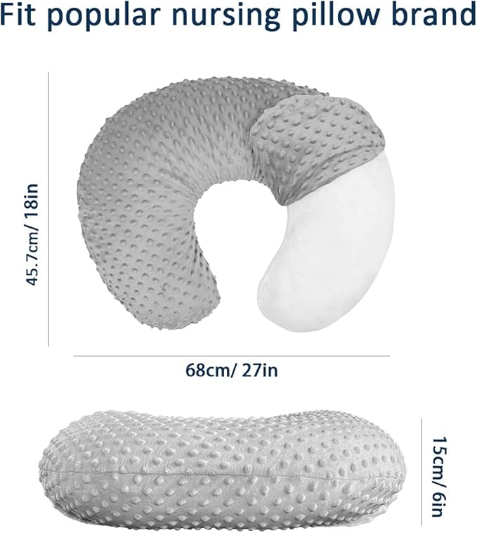 iEvolve Minky Nursing Pillow Cover Breast Feeding Pillow Cover Slipcover U Shape for Baby Boy Girl,Cover Only(Babyblue&Lightbeige, Pack of 2)