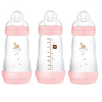 MAM 9oz Easy Start Anti-Colic Baby Bottles, Medium Flow, Breastfeeding-Like Silicone Nipple Bottle, Reduces Colic, Gas, & Reflux, Easy-to-Clean, BPA-Free, 2+ Months