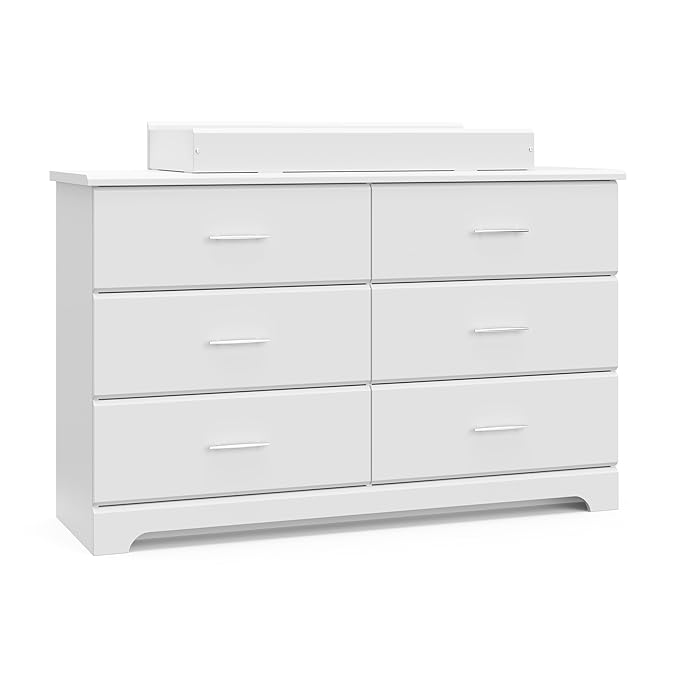 Storkcraft Brookside 6-Drawer Dresser (White) – GREENGUARD Gold Certified, White Dresser for Bedroom, Kids & Nursery Storage Chest, Safety Interlocking Drawers, Pre-Installed Tracks, Kids Chest