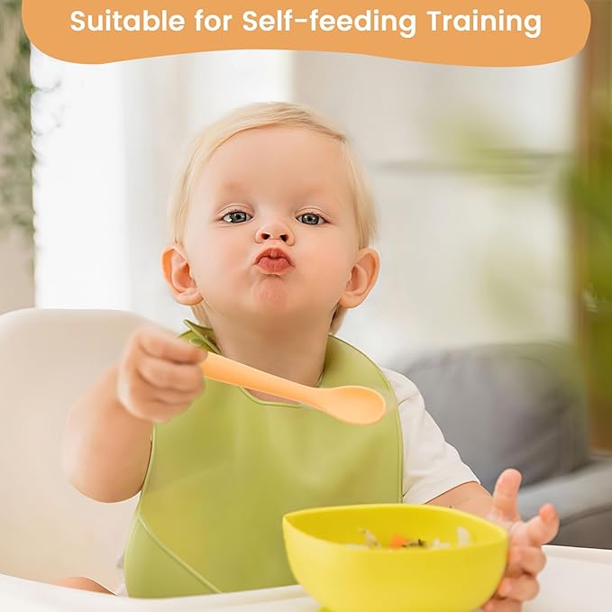 HANSGO 8-Piece Silicone Baby Spoons, First Stage Infant Self Feeding Spoons, Soft-Tip Gentle on Gums, Baby Utensils, Infant Training Spoon, Dishwasher Safe & Boil-proof