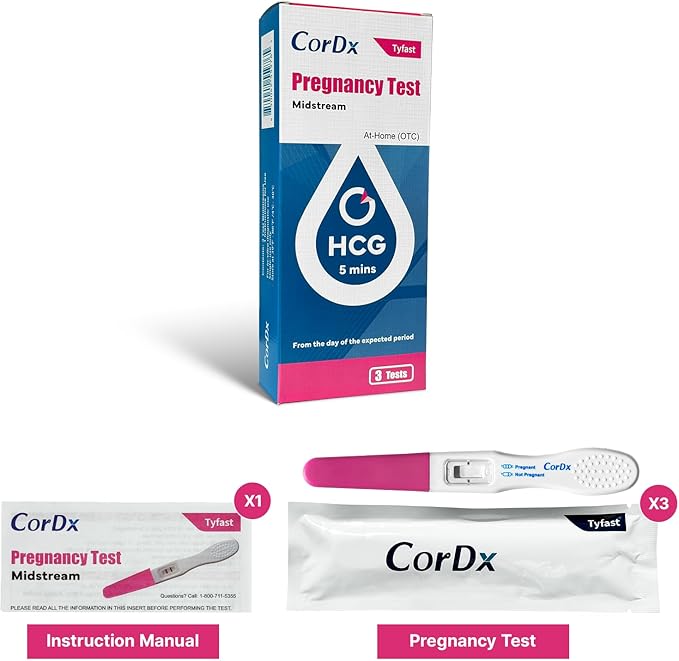 CorDx Early Detection Pregnancy Test Kit, Urine Tests for Easy at Home hCG Level Testing, Tester for Pregnant Women, Clear, Fast and Reliable Result with Over 99% Accuracy, 3 Pack Cassettes