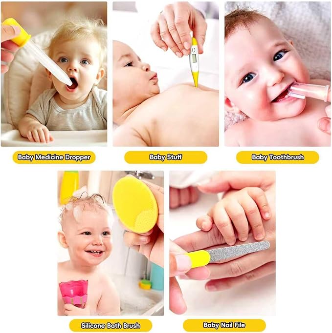 Baby Healthcare and Grooming Kit, Portable Baby Safety Care Set, Baby Essentials kit for Newborn(Yellow 13 in 1)