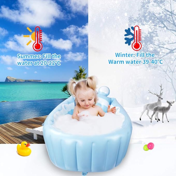 | Inflatable Tub,Newborn Bathtub Seat for Infant,Non-Slip Baby Pool for Sitting up,Foldable Toddler Tub Shower,Portable Travel Bath for Kids 0-6 Year