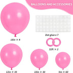 RUBFAC 129pcs Pink Balloons Different Sizes 18 12 10 5 Inches for Garland Arch, Pink Balloons for Valentine's Day Birthday Baby Shower Gender Reveal Wedding Party Decoration