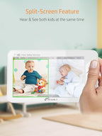 iFamily 7" Large Split Baby Monitor with 2 HD Cameras and Audio, 1080P HD Video Baby Monitor No WiFi,Hack Proof