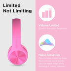 LilGadgets Connect+Wired Kids Headphones for School with Microphone, Volume Limiting & Noise Reduction Over-Ear Headset with Cord, SharePort Technology & SoftTouch Padding, Pink - Kid Headphones