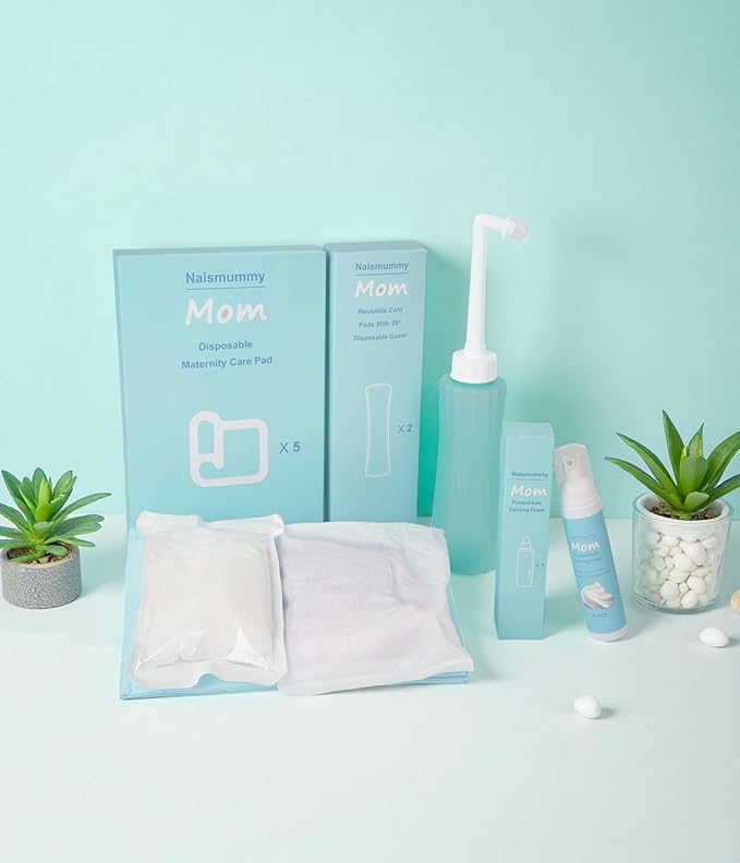 Postpartum Essentials Recovery Kit for Labor & Delivery – Nursing Pads, Peri Bottle, Ice Pack Pad, Postpartum Underwear, Disposable Bed Pads, Perineal Foam, 55 Piece Gift Set