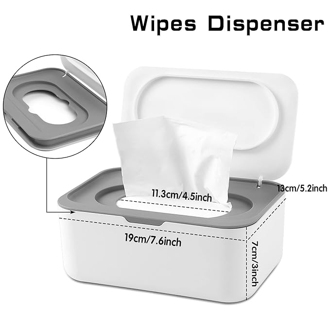 NOVWANG 3 Pack Baby Wipes Dispenser Wipes Holder with Lids, Keeps Wipes Fresh, Refillable Wipes Container with Sealing Design, Bathroom Tissues Wipes Case Box