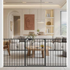 WAOWAO Triple Lock Baby Gate Extra Wide 67.32-72.04" Pressure Mounted Walk Through Swing Auto Close Safety Black Metal Dog Pet Puppy Cat for Stairs,Doorways,Kitchen