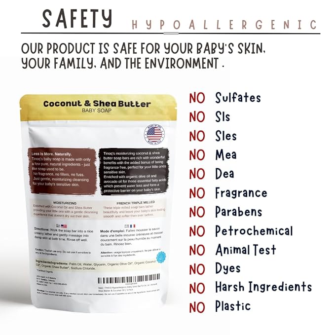 Unscented Baby Soap Bar for Sensitive Skin | Only 7 Ingredients | Gentle Face & Body Wash for Babies, Toddlers, Kids & Adults | Organic and Natural | 5 Bars