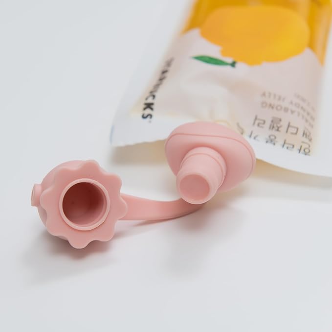 Octopus | Blue, Red | SoftSip Food Pouch Toppper | 2EA + Travel Case | Prevent Spills & Leakage | Protect Child Baby Toddler Mouth | Food Grade Silicone Reusable | Baby Led Weaning | BPA Free