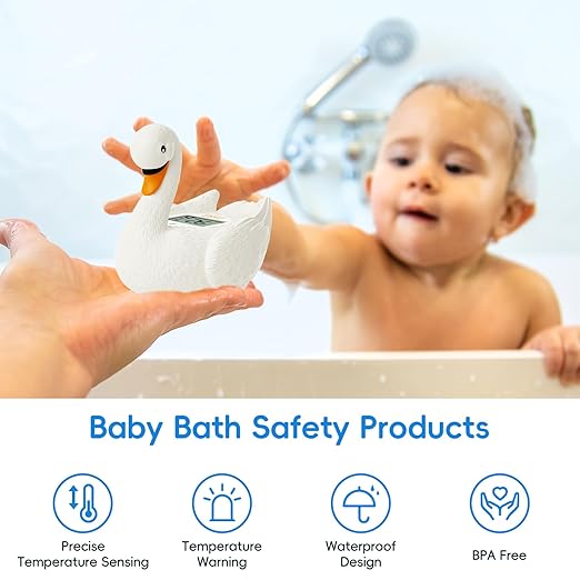b&h Baby Bath Thermometer, Swan Digital Infant Safe Bath Thermometer - Reliable Temperature Readings - Easy to Read Screen- Shower Timer - Waterproof and Floats in Water, Newborn Must Haves