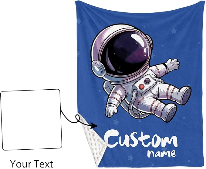 Personalized Baby Crib Bedding Set – Blue Astronaut Theme Nursery Bedding Sets 3 Piece with Custom Name Blanket, Fitted Crib Sheet & Changing Pad Cover – Ideal Newborn Gift for Boys