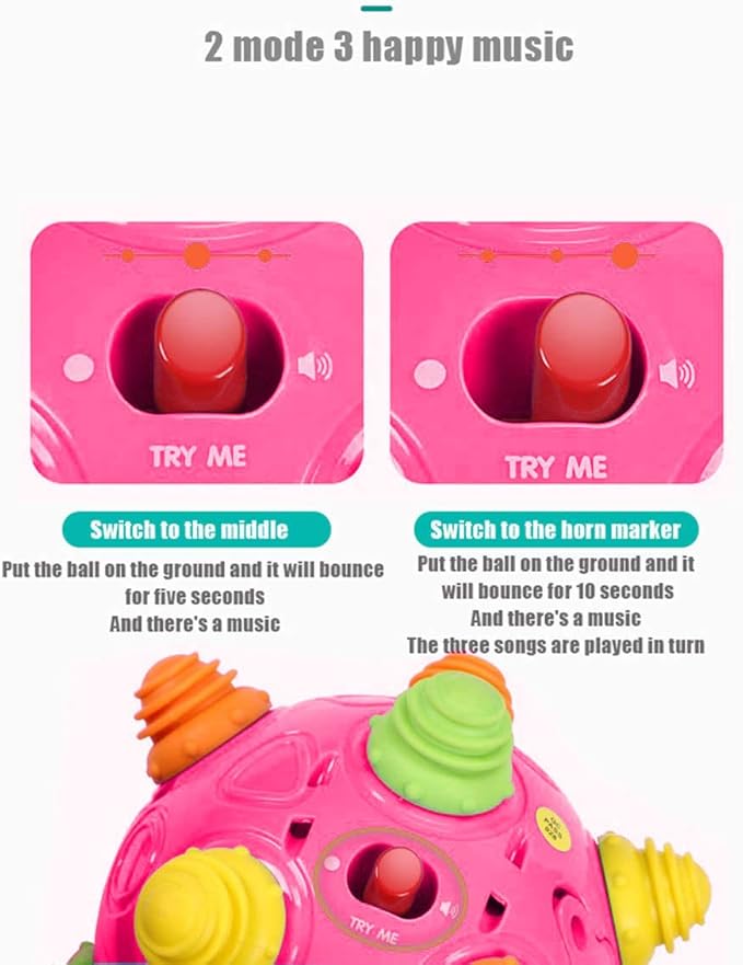 Toddler's Music Dancing Shake Ball - Move, Crawl, Bounce, Sensory Learning for Kids and Babies, Fun Gift for Both Boys and Girls