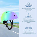 Color Gradient Adjustable Kids' Helmet with Knee & Elbow Pads Set | Multi-Sport Safety Gear for Boys & Girls Ages 5-14 | Skateboarding, Scooters, Roller & Inline Skating, Longboarding