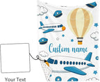 Personalized Baby Crib Bedding Set, Custom Name Aircraft Theme Nursery Bedding Set 3 Pcs, Baby Blanket Fitted Crib Sheet Changing Pad Cover, Personalized Nursery Decor Gift for Newborns Boys