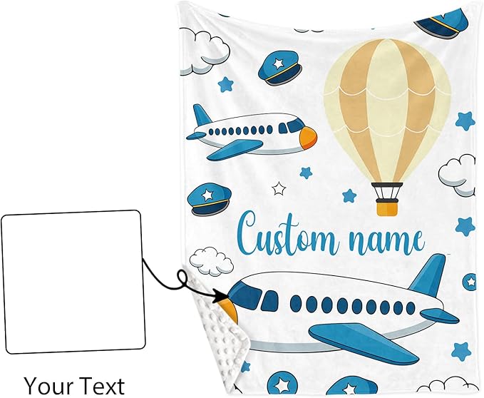 Personalized Baby Crib Bedding Set, Custom Name Aircraft Theme Nursery Bedding Set 3 Pcs, Baby Blanket Fitted Crib Sheet Changing Pad Cover, Personalized Nursery Decor Gift for Newborns Boys